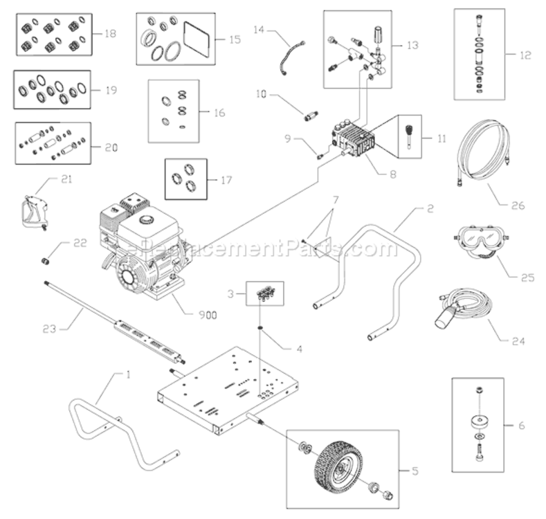 Page A Diagram and Parts List for 020327-0  Briggs and Stratton Pressure Washer